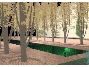 curso fotorrealismo - jardin clasico con estanque