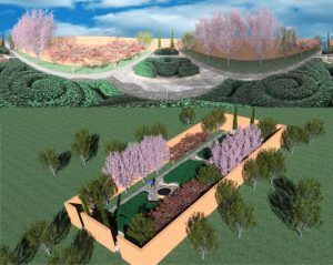 render fotorealista de jardín realizado en AutoCAD