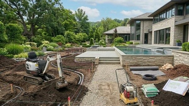 Obra y preparación de jardín paisajista